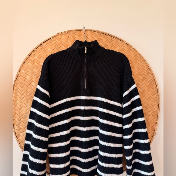 EDIKTED WOMEN BRETONS STRIPE QUARTER ZIP SWEATER NAUTICAL FISHERMANCORE PREPPY - Picture 9 of 16